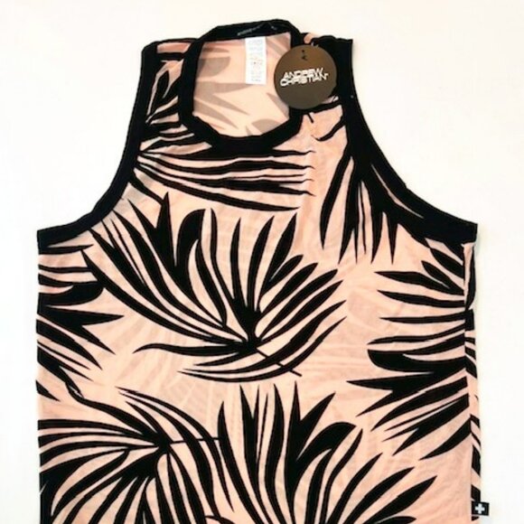 Andrew Christian Size XL Sheer Mesh Tank Top - Pink Sand/Black - Picture 1 of 9